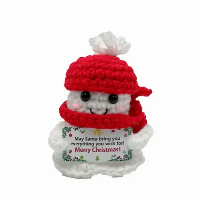 El yapımı örgü Noel bebeği, geyik, kardan adam ve Noel Baba biblo - 12