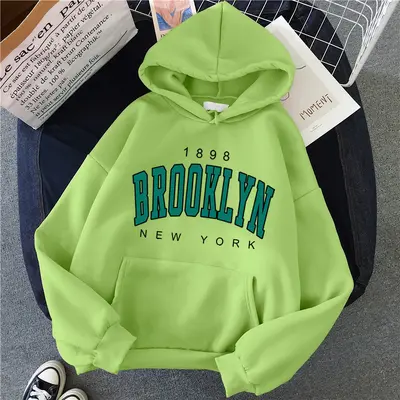 Sonbahar ve Kış Polar gevşek kadın Kazak kazak Sınır Ötesi Sıcak Satış Brooklyn Baskı Çift Kazak tişörtü