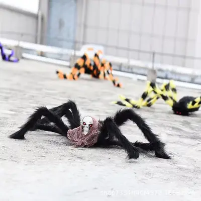 Halloween Spider Web and Spider Cotton Haunted House Decor Set - 13