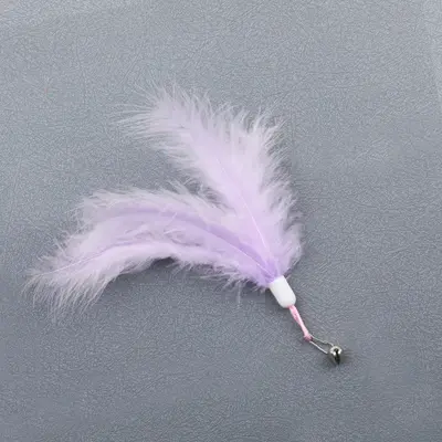 Feder-Katzenangel mit Glöckchen und austauschbarem Plüschkopf, interaktives Katzenspielzeu - 10