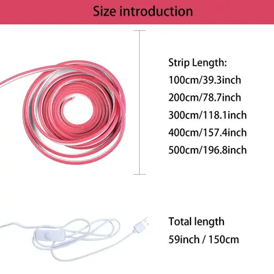 USB Neon Işık Şerit, 5V, Kısılabilir, Su Geçirmez, Sıcak Beyaz