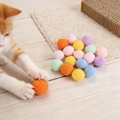 Cat Toy Plush Balls, Multicolor, Bite-Resistant - 2