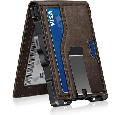 Men's Wallet with Carbon Fiber Pattern Metal Card Holder and RFID Protection - 1