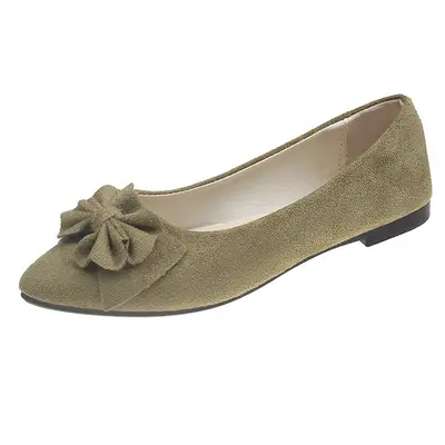 Women's Suede Ballet Flats with Bow, Pointed Toe, Size 43 - 11