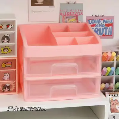 Desktop storage box with drawers for office and cosmetics - 10