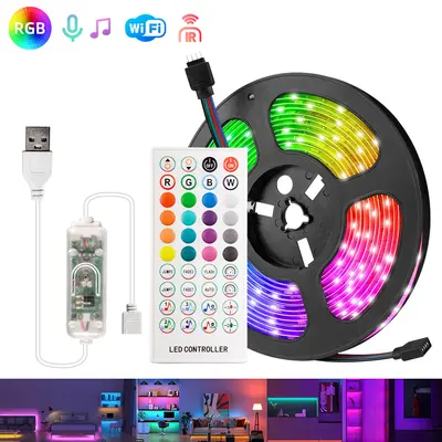 WiFi düğmeli 5050RGB ışık şeridi seti akıllı uygulama alıcılı 44 tuşlu oyun yatak odası atmosfer LED ışık şeridi