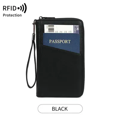 RFID korumalı pasaport cüzdanı, çok bölmeli seyahat çantası - 6