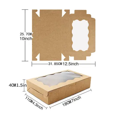 Kraft Paper Cake and Cookie Box with White Clear Window - 8