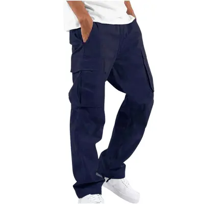 Men's Cargo Pants, Multi-Pocket, Drawstring Waist, Casual Trousers - 7