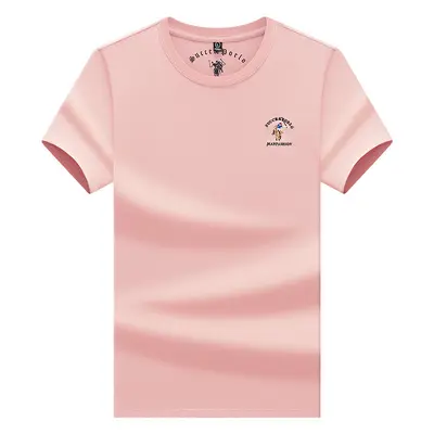 Pure Cotton Men's Round Neck Short Sleeve Embroidered T-Shirt - 7