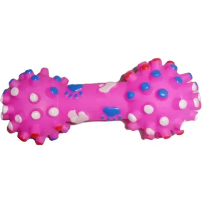 Large Spiked Dumbbell Dog Toy, Teeth Cleaning, Squeaky Rubber Toy - 6