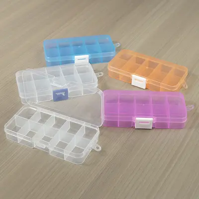 Küçük 10 bölmeli plastik kutu, şeffaf sabit ve çıkarılabilir parça kutusu, çok bölmeli takı bileşeni PP saklama kutusu - 4