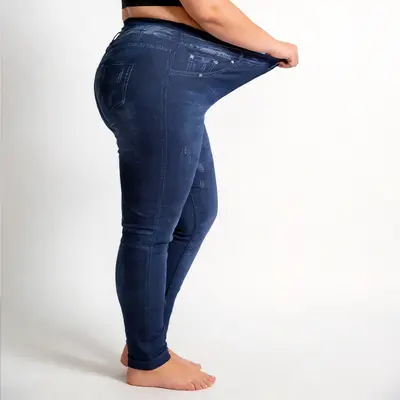 Damen-Leggings im Jeans-Look, 7/8-Länge, Übergröße, dick