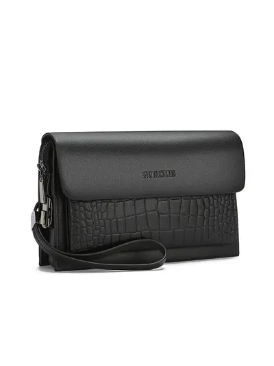 Men's Clutch with Combination Lock, Crocodile Embossed Soft Leather - 6