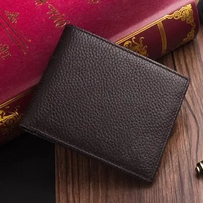 Echte kurze Herrenbrieftasche, ultradünn, quer, aus Leder - 1