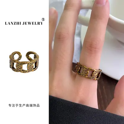Lanzi Vintage-Retro-Damenring aus hochwertigem antiker Goldtechnik, hochfarbecht, luxuriöses Design, koreanischer Modeschmuck, Fingerring - 11