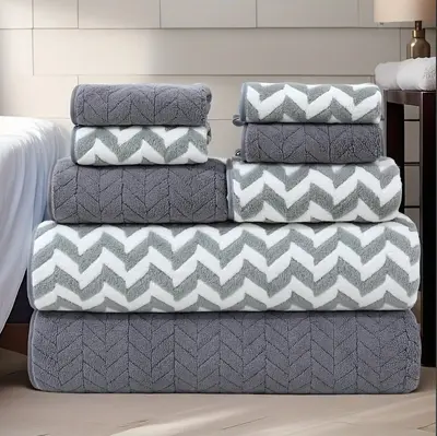 Coral fleece towel set absorbent bath towels - 1