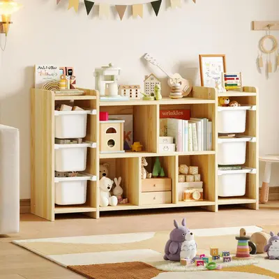 Cross-border Solid Wood Toy Rack Montessori Kindergarten Toy Storage Shelf Multi-tier Children's Bookshelf Toy Organizer - 12