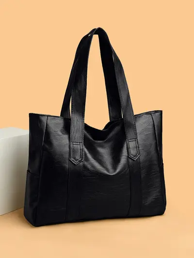 Women's Large Soft Leather Tote Bag - 3