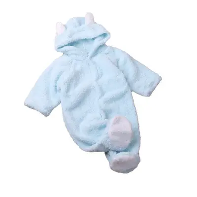 Bebek Tulumu Sonbahar Kış Mercan Polar Kapüşonlu Uzun Kollu Emekleme Tulumu