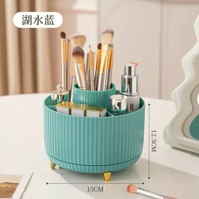 桌面旋转化妆刷收纳筒化妆品置物架桌上梳妆台眼影刷子口红盒笔筒 - 9