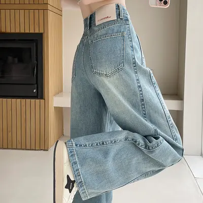 Women's Wide-Leg Jeans, High Waist, Loose Fit - 6