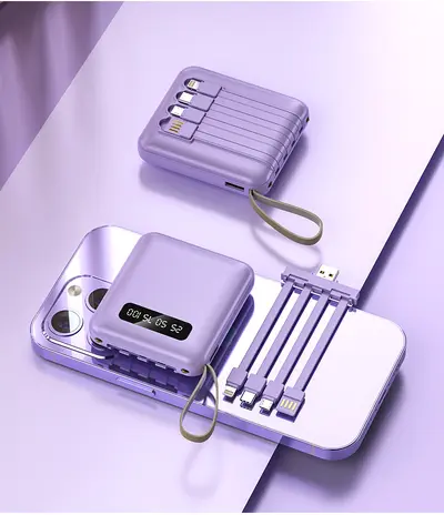 National Standard 3C Certified Mini Power Bank 20000mAh Large Capacity Compact Portable Built-in Cable Mobile Power Supply Cross-border - 9