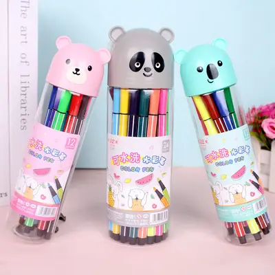 Kreative Teddybär Aquarellstifte, abwaschbar, Malstiftset 12/18/24/36 Farben Großhandel Aquarellstifte