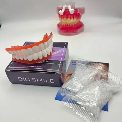 Realistic False Teeth Cover Smile Set Q-4 with 20g Dental Adhesive - 5