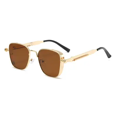 Men's Driving Sunglasses, Retro Metal Square Frame, Spring Temples - 3