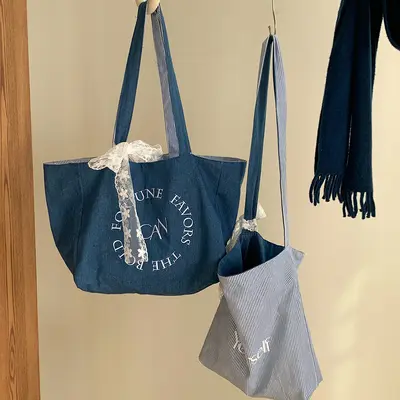 Büyük Hacimli Harf Nakışlı Tote Çanta Günlük Kullanım Omuz Çantası