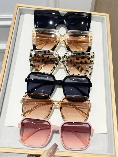 Women's Square Large-Frame Sunglasses, UV Protection, 6-Piece Set - 7