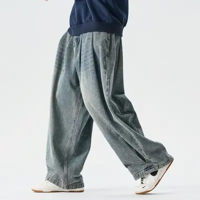 Herren-Jeans mit weitem Bein, Vintage-Workwear-Stil, Übergröße