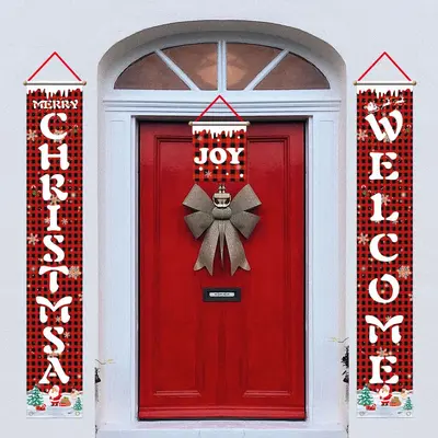Christmas Door Couplet Set with Printed Backdrop Cloth - 9
