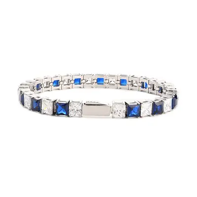 Stainless Steel Tennis Chain Bracelet, 3-5 mm Square Zircon Stones, Light Luxury Jewelry