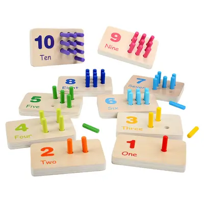 Holz-Lernstäbe für Kleinkinder, Montessori Sensorik-Mathematik, Farberkennung, Steckspielzeug, pädagogisches Spielzeug - 7