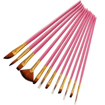12 Parça Nylon Fırça Seti Yağlı Boya Akrilik - 10
