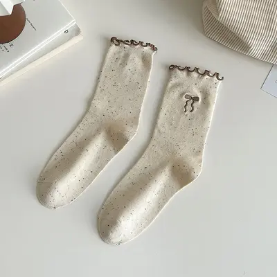 Women's Bow Ruffled Long Socks, Japanese Style - 10
