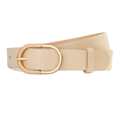 Minimalist Soft Leather Texture Belt with Alloy Buckle Head