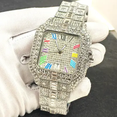 Herren-Quarzuhr, diamantbesetzt, Hip-Hop-Stil, Luxusdesign