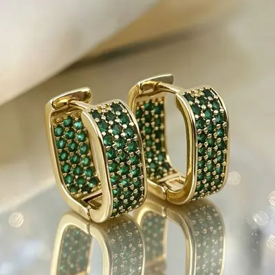 U-shaped copper zirconia ear clips, fashion earrings - 11