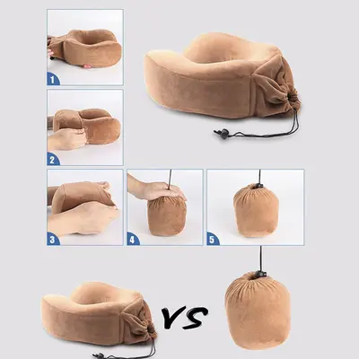 U-shaped neck pillow with memory foam, portable