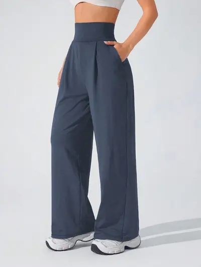 Yogahose mit fallendem Stoff, gerades Bein, hoher Bund, lang, Outdoor-Sport - 11