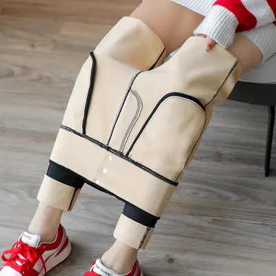 Damen-Bleistifthose mit hohem Bund, elastisch, gefüttert, Übergröße - 3