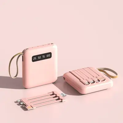 Cross-border wholesale 3C certified power bank customizable 20000mAh large capacity mini portable charger with built-in cable - 10