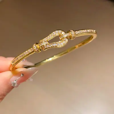 Korean-style rhinestone cuff bracelet, open design, women - 9