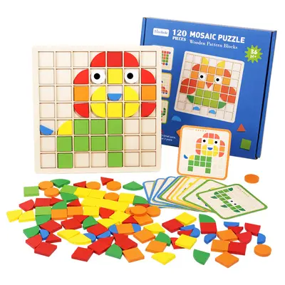 3D Ahşap Mozaik Puzzle, Çocuklar İçin Erken Eğitim Yapı Blokları Oyuncağı - 6