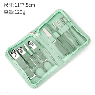 Matcha Green Nail Clipper Complete Set with Nail Care Tools - 11