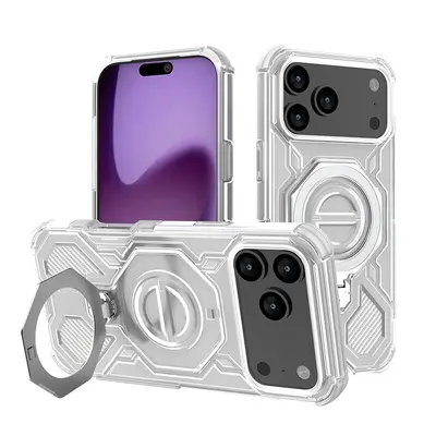 iPhone 17 Transparent Magnetic Case, Air-Cushion Corners, With Stand - 8