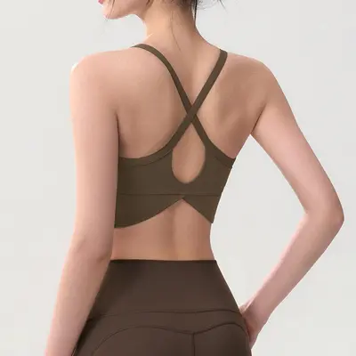 Kadın spor takımı fitness şort açık sırt yüksek yoğunluk - 7